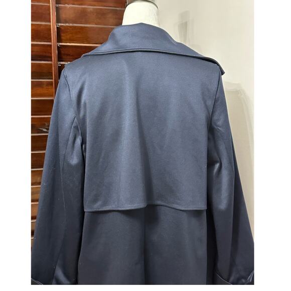 Adrianna Papell Women's Open Front Trench Jacket Blue Back Yoke Collar M NWT - Picture 6 of 10